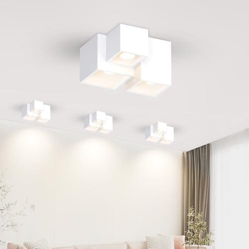 ZMH Aufbauspot Weiß Aufbaustrahler GU10: Deckenleuchte Aufputz 23cm Aufbauleuchte eckig Deckenspots 3 flammig Modern Strahler Deckenlampe Küche Deckenstrahler für Wohnzimmer - Ohne Leuchtmittel von ZMH