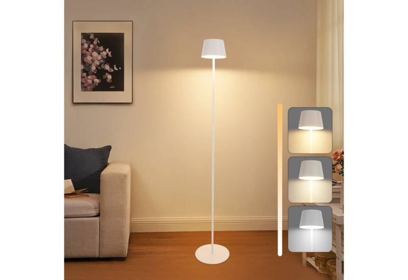ZMH Außen-Stehlampe Outdoor Solar Stehlampe Dimmbar LED Stehleuchte Weiß/Schwarz, LED fest integriert von ZMH