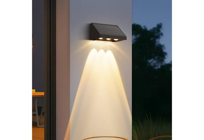 ZMH Außen-Wandleuchte 1/2/4ER Wandlampe solar 3000K 2 Modi Solarwandleuchten für Außen, LED fest integriert, 3000K Warmweiß, LED Außenwandleuchten Wasserdichte Solarleuchte 1800mAh Wandlampe von ZMH