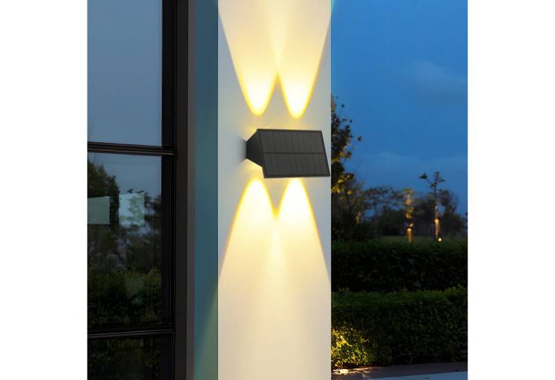 ZMH Außen-Wandleuchte 1/2/4ER Wandleuchte Solar für Außen 3000K Up and Down Wandlampe, LED fest integriert, 3000K Warmweiß, Warmweiß Solarwandleuchte Wasserdichte Up and Down Solarleuchte von ZMH