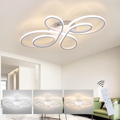 ZMH Deckenlampe LED Deckenleuchte Dimmbar - Wohnzimmerlampe 66cm Wohnzimmer 65W Modern Schlafzimmerlampe Schlafzimmer Weiß mit Fernbedienung Deckenbeleuchtung Groß für Esszimmer Büro Arbeitzimmer von ZMH