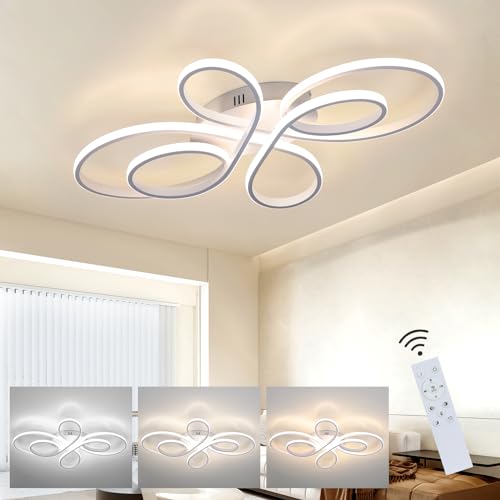 ZMH Deckenlampe LED Deckenleuchte Dimmbar - Wohnzimmerlampe 80cm Wohnzimmer 78W Modern Schlafzimmerlampe Schlafzimmer Weiß Design mit Fernbedienung Deckenbeleuchtung Groß für Esszimmer Büro Küche von ZMH