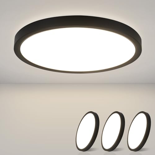 ZMH Deckenlampe LED Deckenleuchte Flach - 3ER Badezimmerlampe 18W Neutralweiß Ø23cm Badezimmer Deckenbeleuchtung Schlafzimmerlampe IP44 Wasserdicht Badlampe Rund Flurlampe Schwarz für Bad Schlafzimmer ZMH Deckenlampe LED Deckenleuchte Flach - 3ER Badezimmerlampe 18W Neutralweiß Ø23cm Badezimmer Deckenbeleuchtung Schlafzimmerlampe IP44 Wasserdicht Badlampe Rund Flurlampe Schwarz für Bad Schlafzimmer von ZMH