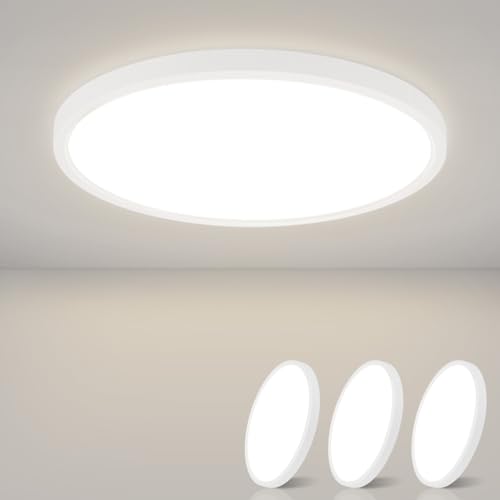 ZMH Deckenlampe LED Deckenleuchte Flach - 3ER Badezimmerlampe 15W Neutralweiß Ø22cm Badezimmer Deckenbeleuchtung Schlafzimmerlampe IP44 Wasserdicht Badlampe Rund Küchenlampe für Bad Schlafzimmer Flur von ZMH