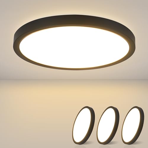 ZMH Deckenlampe LED Deckenleuchte Flach - 3ER Schlafzimmerlampe Ø22cm Küchenlampe Schwarz 15W Schlafzimmer Deckenbeleuchtung Badezimmerlampe IP44 Badlampe Rund Flurlampe Warmweiß für Badezimmer Flur ZMH Deckenlampe LED Deckenleuchte Flach - 3ER Schlafzimmerlampe Ø22cm Küchenlampe Schwarz 15W Schlafzimmer Deckenbeleuchtung Badezimmerlampe IP44 Badlampe Rund Flurlampe Warmweiß für Badezimmer Flur von ZMH