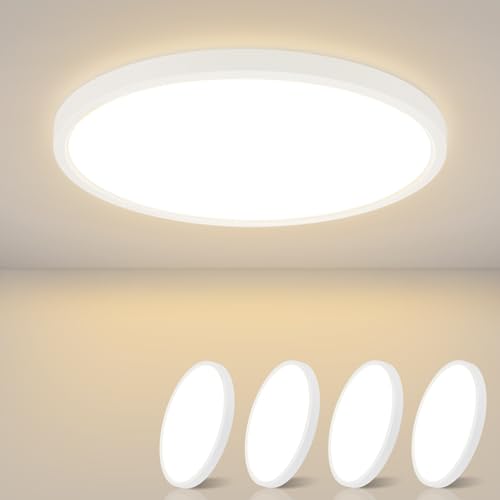 ZMH Deckenlampe LED Deckenleuchte Flach - 4ER Badezimmerlampe 15W Warmweiß Badezimmer Klein Deckenbeleuchtung IP44 Wasserdicht Küchenlampe Weiß Ø18cm Badlampe Rund für Bad Flur Küche Schlafzimmer von ZMH