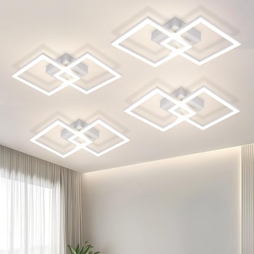 ZMH Deckenlampe LED Deckenleuchte Flur - 4ER Flurlampe Modern Design Naturweiß 4000K Weiß Schlafzimmerlampe 47CM Metall 24W Quadratische Deckebeleuchtung für Schlafzimmer Wohnzimmer Küche Büro von ZMH