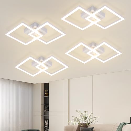 ZMH Deckenlampe LED Deckenleuchte Flur - 4ER Flurlampe Modern Design Weiß Warmweißes 3000K Schlafzimmerlampe Metall 47CM Quadratische 24W Deckebeleuchtung für Schlafzimmer Wohnzimmer Küche Büro ZMH Deckenlampe LED Deckenleuchte Flur - 4ER Flurlampe Modern Design Weiß Warmweißes 3000K Schlafzimmerlampe Metall 47CM Quadratische 24W Deckebeleuchtung für Schlafzimmer Wohnzimmer Küche Büro von ZMH