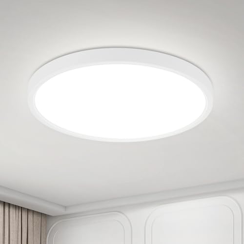 ZMH Deckenlampe LED Deckenleuchte Küche - Badezimmerlampe Flach 15W Küchenlampe Rund Flurlampe Kaltweiß Badezimmer Deckenbeleuchtung Ø18cm Badlampe Decke Schlafzimmerlampe für Flur Bad Schlafzimmer von ZMH