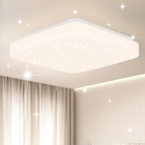 ZMH Deckenlampe LED Deckenleuchte Schlafzimmer - 21cm Schlafzimmerlampe Sternenhimmel 15W Flurlampe Quadratisch Küchenlampe Neutralweiß Küche Deckenbeleuchtung Sternendekor für Flur Kinderzimmer von ZMH
