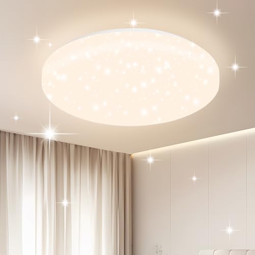 ZMH Deckenlampe LED Deckenleuchte Schlafzimmer - Ø21cm Schlafzimmerlampe Sternenhimmel 15W Flurlampe Neutralweiß Küchenlampe Rund Flur Deckenbeleuchtung Sternendekor für Küche Kinderzimmer Esszimmer von ZMH