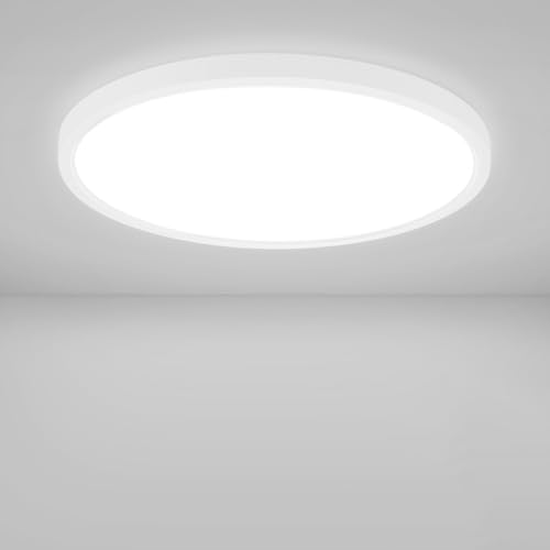 ZMH Deckenlampe LED Deckenleuchte Schlafzimmer - Ø22cm Badezimmerlampe Flach Kaltweiß 15W Bad Deckenbeleuchtung Badlampe IP44 Wasserdicht Küchenlampe Rund Flurlampe Weiß für Badezimmer Küche Flur von ZMH