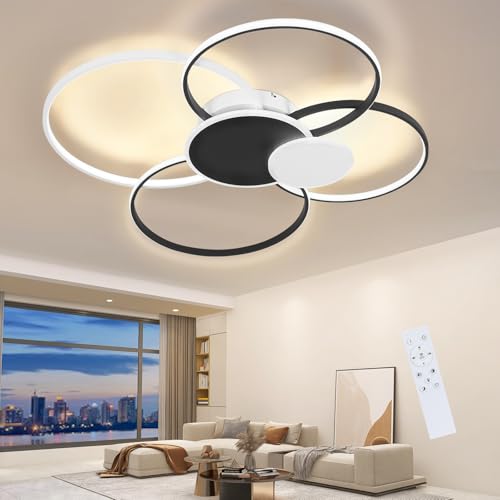 ZMH Deckenlampe LED Deckenleuchte Wohnzimmer - Modern Groß Wohnzimmerlampe 94CM Dimmbar Schlafzimmerlampe Ring Design 72W Deckenbeleuchtung mit Fernbedienung für Schlafzimmer Büro Hotel Küche von ZMH