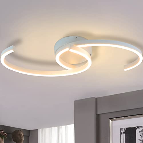 ZMH Deckenlampe LED Deckenleuchte Schlafzimmer - Schlafzimmerlampe Modern 24W Wohnzimmer Deckenbeleuchtung 60CM Wohnzimmerlampe Weiß Küchelampe Warmweiß für Schlafzimmer Küche Flur Esszimmer von ZMH