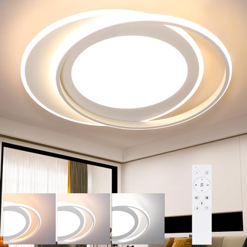 ZMH Deckenlampe LED Deckenleuchte Wohnzimmer - Wohnzimmerlampe Dimmbar Schlafzimmerlampe mit Fernbedienung Schlafzimmer Deckenbeleuchtung Modern Küchenlampe Ring Design 48.5cm für Küche Esszimmer Büro von ZMH