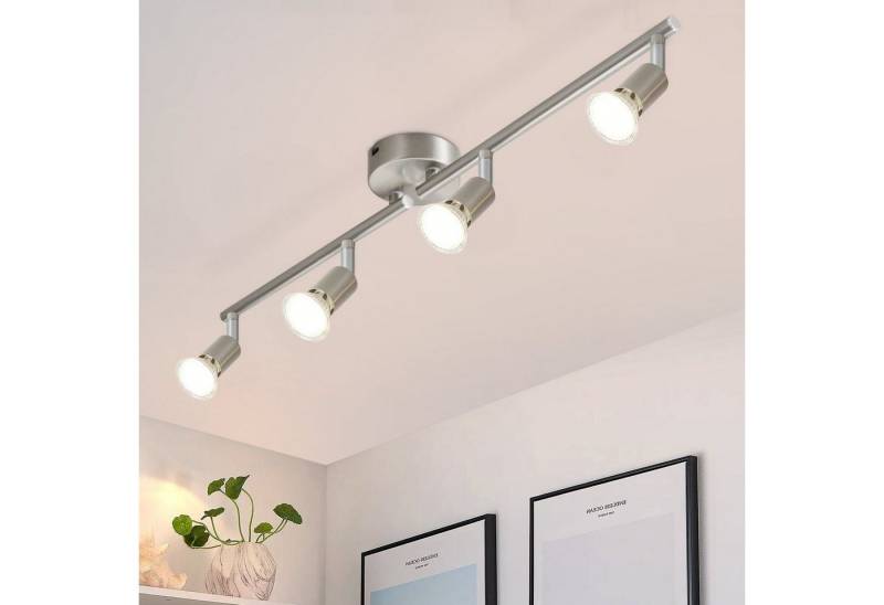 ZMH Deckenleuchte 4 Flammig-GU10 Modern Deckenspot Schwenkbar Wohnzimmer Schlafzimmer, Einfache Installation, ohne Leuchtmittel, 350°Drehbar Spot Strahler Edelstahl Decke innen von ZMH