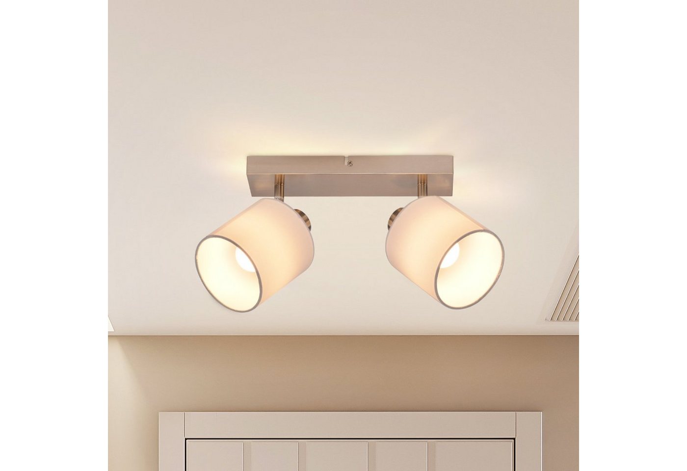 ZMH Deckenleuchte 2 Flammig Vintage Deckenlampe Schwenkbar 350° E14 Schlafzimmer, Drehbar, ohne Leuchtmittel, MAX.25W Stoffschrim für Wohnzimmer Schlafzimmer ZMH Deckenleuchte 2 Flammig Vintage Deckenlampe Schwenkbar 350° E14 Schlafzimmer, Drehbar, ohne Leuchtmittel, MAX.25W Stoffschrim für Wohnzimmer Schlafzimmer von ZMH