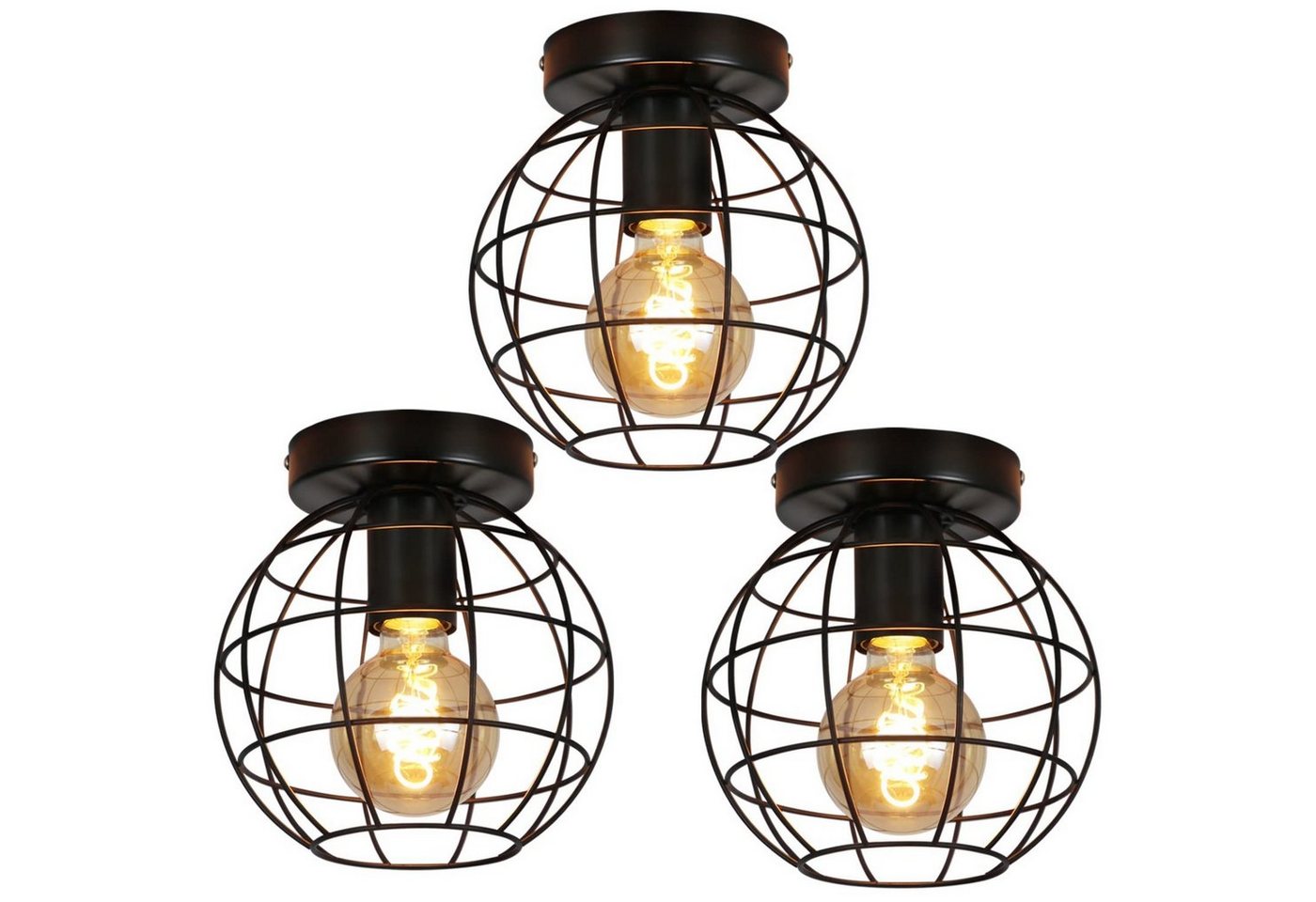 ZMH Deckenleuchte Wohnzimmer E27 Schwarz Lampenschirm Vintage Deckenlampe Flur, Einfache Installation, ohne Leuchtmittel, Treppenhauslampe Retro Deckenbeleuchtung für Küche Schlafzimmer ZMH Deckenleuchte Wohnzimmer E27 Schwarz Lampenschirm Vintage Deckenlampe Flur, Einfache Installation, ohne Leuchtmittel, Treppenhauslampe Retro Deckenbeleuchtung für Küche Schlafzimmer von ZMH