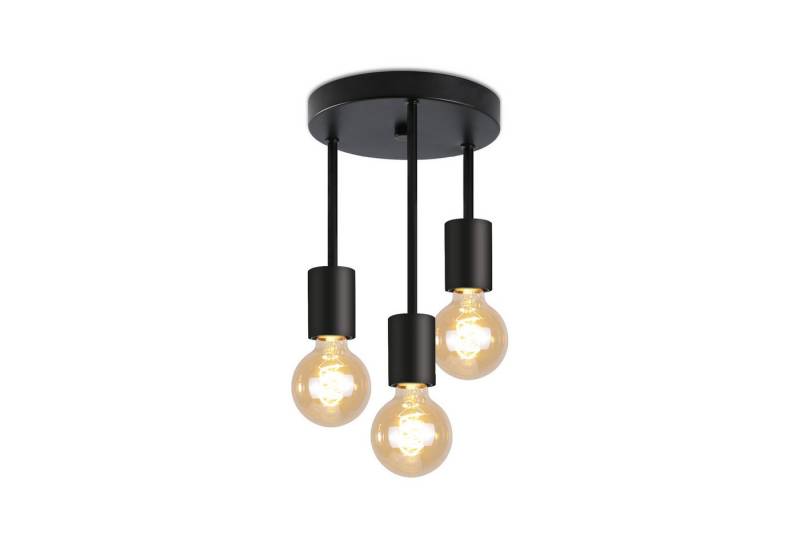 ZMH Deckenleuchte Hängend 3 Flammig Vintage Deckenlampe E27 Schwarz-Gold, Augenschutz, ohne Leuchtmittel, Wechselbar E27 Leuchtmittel X Modern Deckenspots für Esszimmer von ZMH