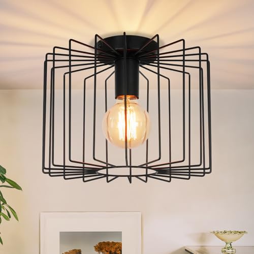 ZMH Deckenlampe Flur Deckenleuchte Vintage: Schwarz Metall Flurlampe Decke E27 Käfig Küchenlampe Retro Ø27CM Industrial Innen Deckenbeleuchtung für Küche Schlafzimmer Wohnzimmer Balkon Eingang ZMH Deckenlampe Flur Deckenleuchte Vintage: Schwarz Metall Flurlampe Decke E27 Käfig Küchenlampe Retro Ø27CM Industrial Innen Deckenbeleuchtung für Küche Schlafzimmer Wohnzimmer Balkon Eingang von ZMH