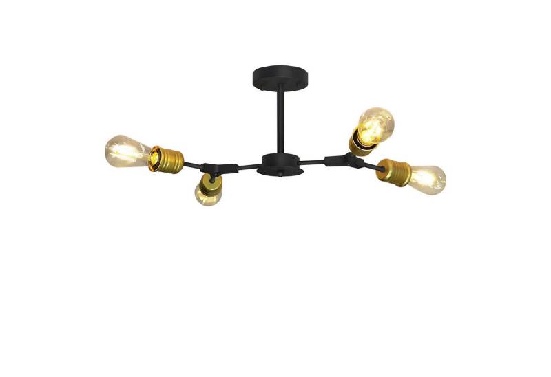 ZMH Deckenleuchte Vintage Deckenlampe Wohnzimmer 4/6/9 mit E27 Golde Fassung, ohne Leuchtmittel, Schwarz von ZMH