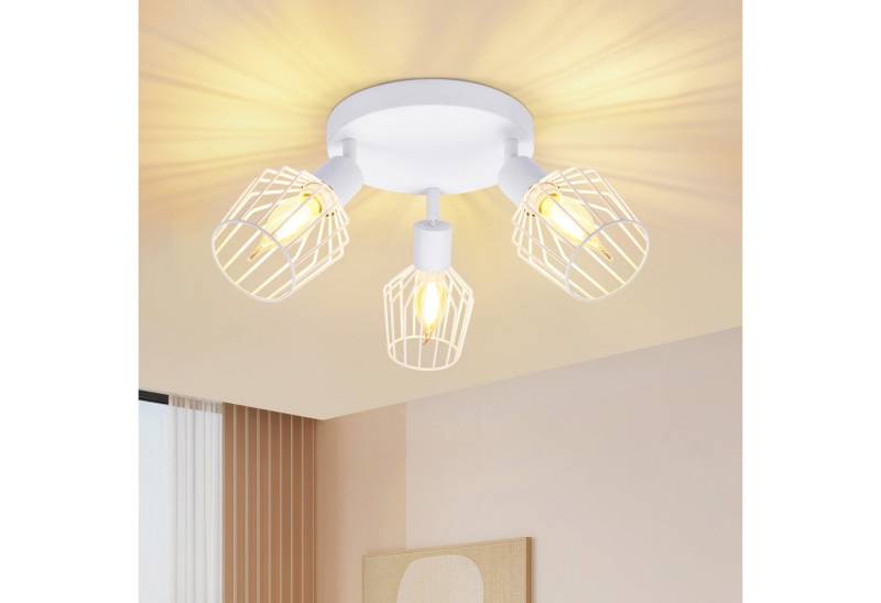 ZMH Deckenleuchte Wohnzimmer 3 Flamming - Rund Deckenspot für Flur Max.25W, Einfache Installation, ohne Leuchtmittel, Schwenbar 350° Rund Spotlight für Hotel von ZMH