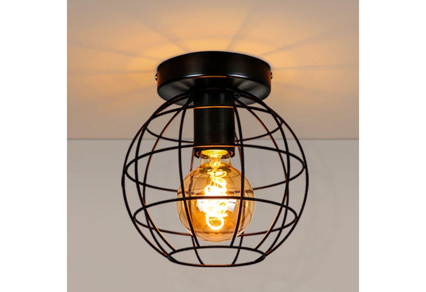 ZMH Deckenleuchte Whonzimmer Retro Schwarze E27 Lampenfassung 1-flammig Ohne Brine, LED wechselbar, Hochwertige Material ZMH Deckenleuchte Whonzimmer Retro Schwarze E27 Lampenfassung 1-flammig Ohne Brine, LED wechselbar, Hochwertige Material von ZMH