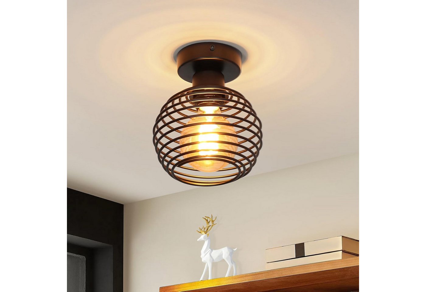 ZMH Deckenleuchte Whonzimmer Retro Schwarze E27 Lampenfassung 1-flammig Ohne Brine, LED wechselbar, Hochwertige Material ZMH Deckenleuchte Whonzimmer Retro Schwarze E27 Lampenfassung 1-flammig Ohne Brine, LED wechselbar, Hochwertige Material von ZMH