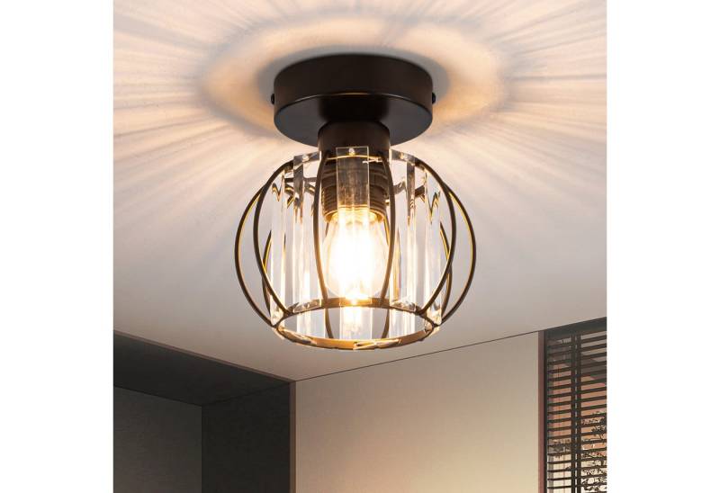ZMH Deckenleuchte Whonzimmer Schwarz Kristall Modern Deckenleuchte E27 Vintage Flur, Einfache Installation, ohne Leuchtmittel, Küchenlampe mit Metall Rahmen Innen Balkon Hotel von ZMH