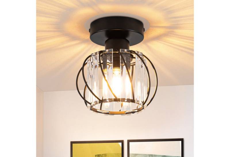 ZMH Deckenleuchte Whonzimmer Schwarz Kristall Modern Deckenleuchte E27 Vintage Flur, Einfache Installation, ohne Leuchtmittel, Küchenlampe mit Metall Rahmen Innen Balkon Hotel von ZMH