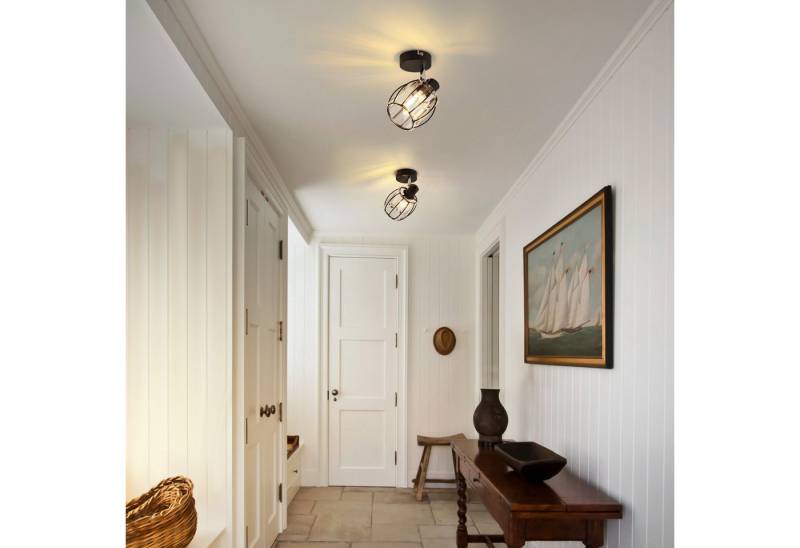 ZMH Deckenleuchte Whonzimmer Schwarz Kristall Modern Deckenleuchte E27 Vintage Flur, Einfache Installation, ohne Leuchtmittel, Küchenlampe mit Metall Rahmen Innen Balkon Hotel von ZMH