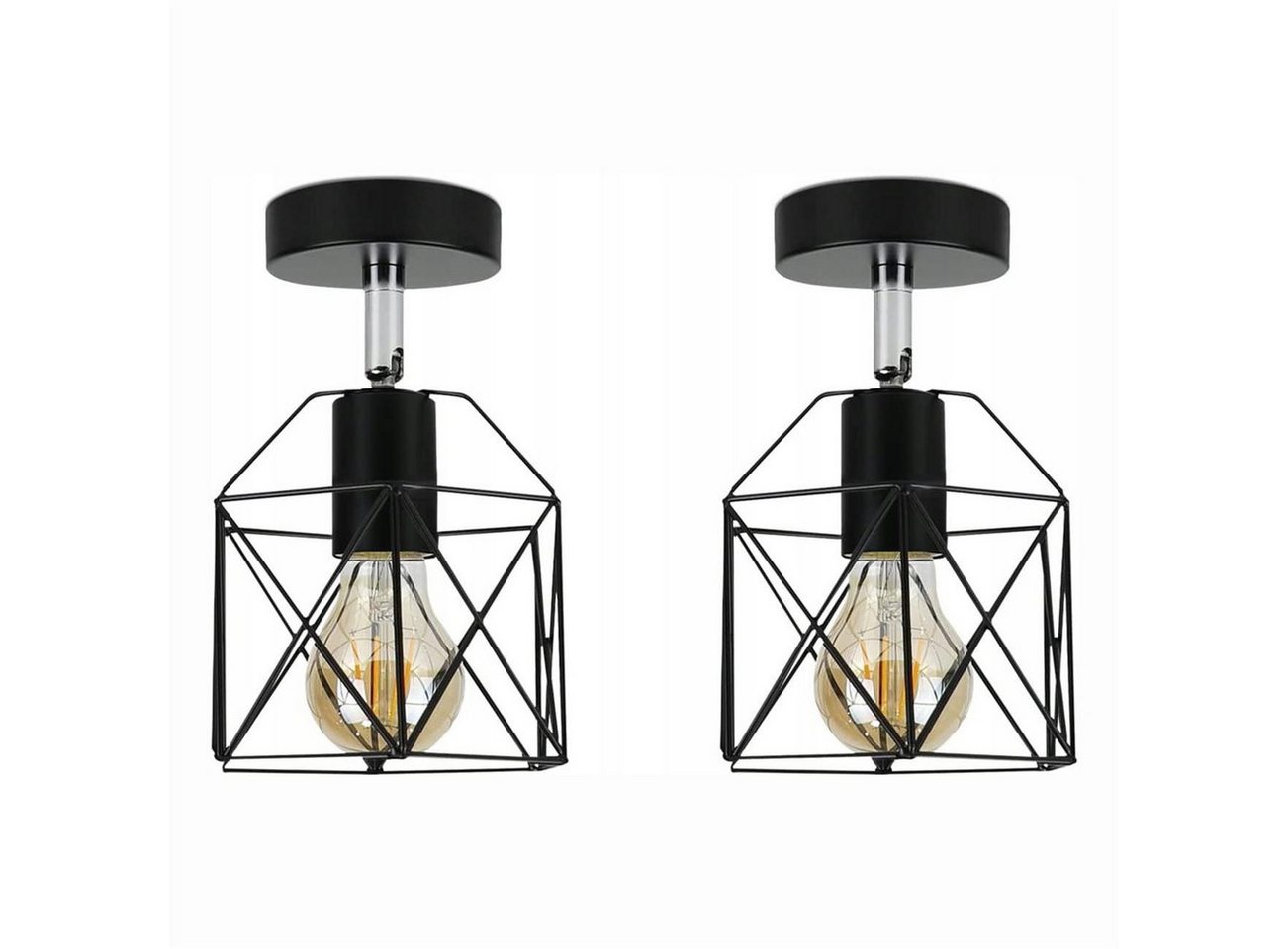 ZMH Deckenleuchten 2ER Retro Deckenlampe E27 Flurlampe Schwarz Metall Industrial, ohne Leuchtmittel, Deckenleuchten ZMH Deckenleuchten 2ER Retro Deckenlampe E27 Flurlampe Schwarz Metall Industrial, ohne Leuchtmittel, Deckenleuchten von ZMH