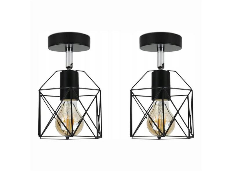 ZMH Deckenleuchten 2ER Retro Deckenlampe E27 Flurlampe Schwarz Metall Industrial, ohne Leuchtmittel, Deckenleuchten von ZMH