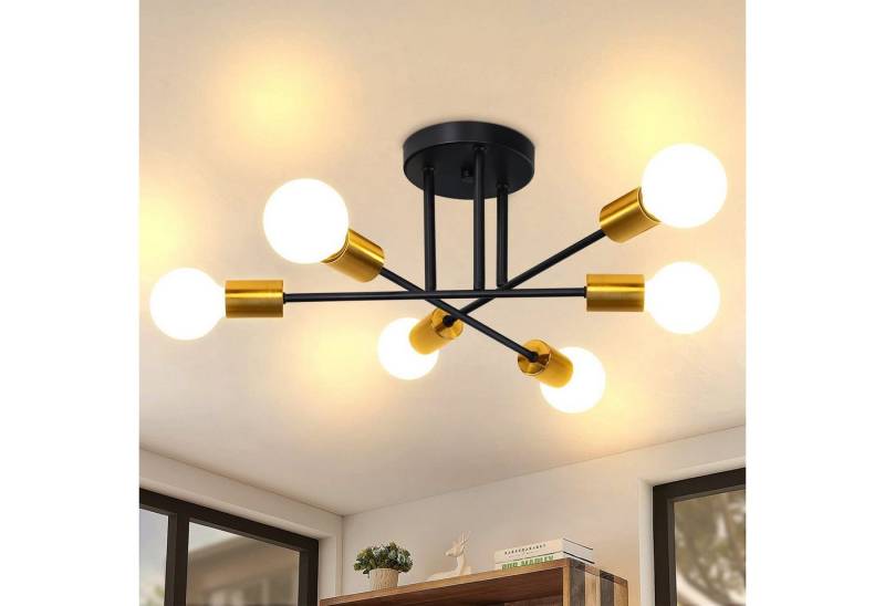 ZMH Deckenleuchten 6 Flammig Deckenlampe Vintage Retro ohne Leuchtmittel für Schlafzimmer, Einfache Installation, LED wechselbar von ZMH
