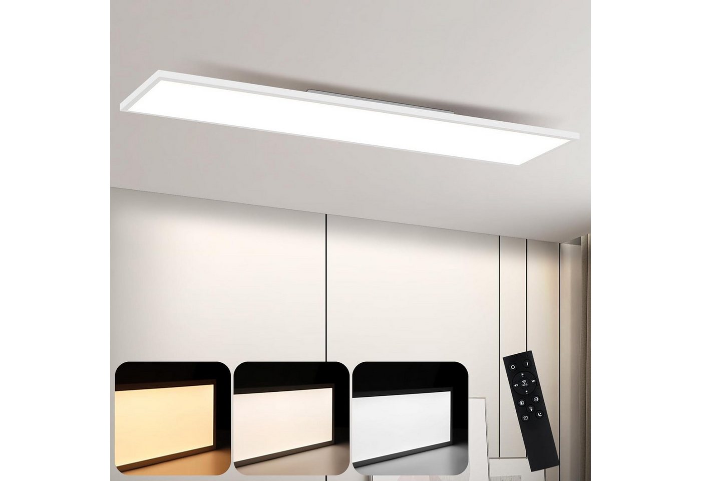 ZMH Deckenleuchten ED Panel Dimmbar Panel Deckenlampe mit fernbedienung, LED fest integriert, Tageslichtweiß, 100 x 25cm, 42W ZMH Deckenleuchten ED Panel Dimmbar Panel Deckenlampe mit fernbedienung, LED fest integriert, Tageslichtweiß, 100 x 25cm, 42W von ZMH