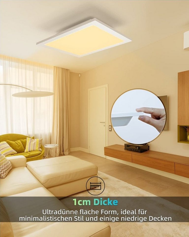 ZMH Deckenleuchten LED Panel Flach Design 3000K für Büro, Wohnzimmer,45*45cm/60*60cm, Warmweiß, 60*60cm von ZMH