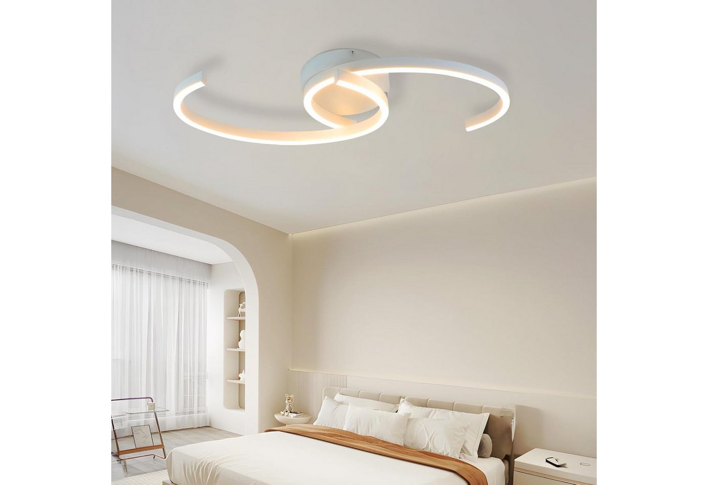 ZMH Deckenleuchten Schlafzimmer Deckenlampe 2 Mondschnur Design Deko Büro 3000K, Kreatives Design, LED fest integriert, Warmweiß, 25W von ZMH