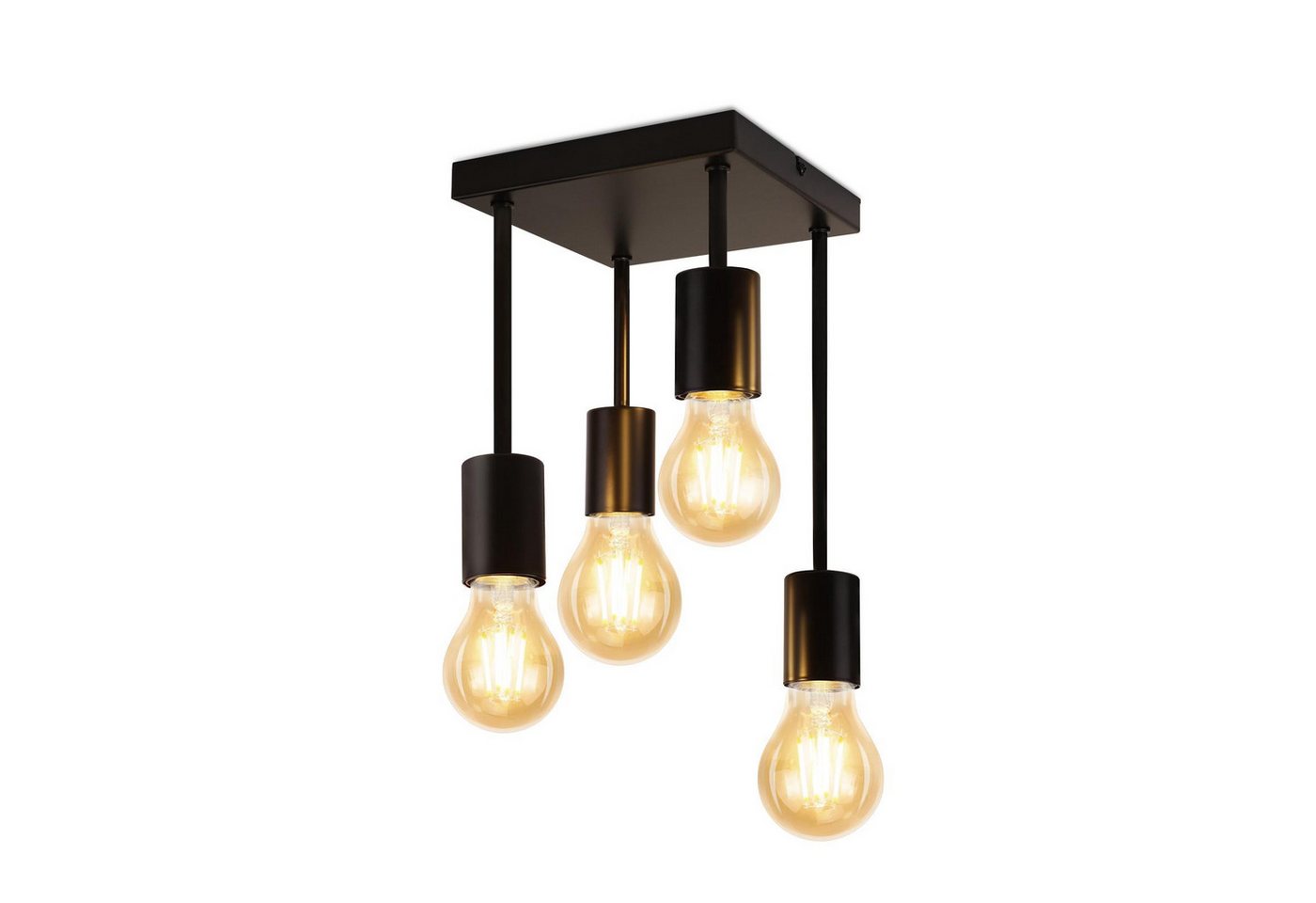 ZMH Deckenleuchten Wohnzimmer Schwarz E27 Retro Hängend Deckenlampe für küche Flur, Bedienungsanleitung, ohne Leuchtmittel, 4 Flammig Industrial Küchenlampe ZMH Deckenleuchten Wohnzimmer Schwarz E27 Retro Hängend Deckenlampe für küche Flur, Bedienungsanleitung, ohne Leuchtmittel, 4 Flammig Industrial Küchenlampe von ZMH