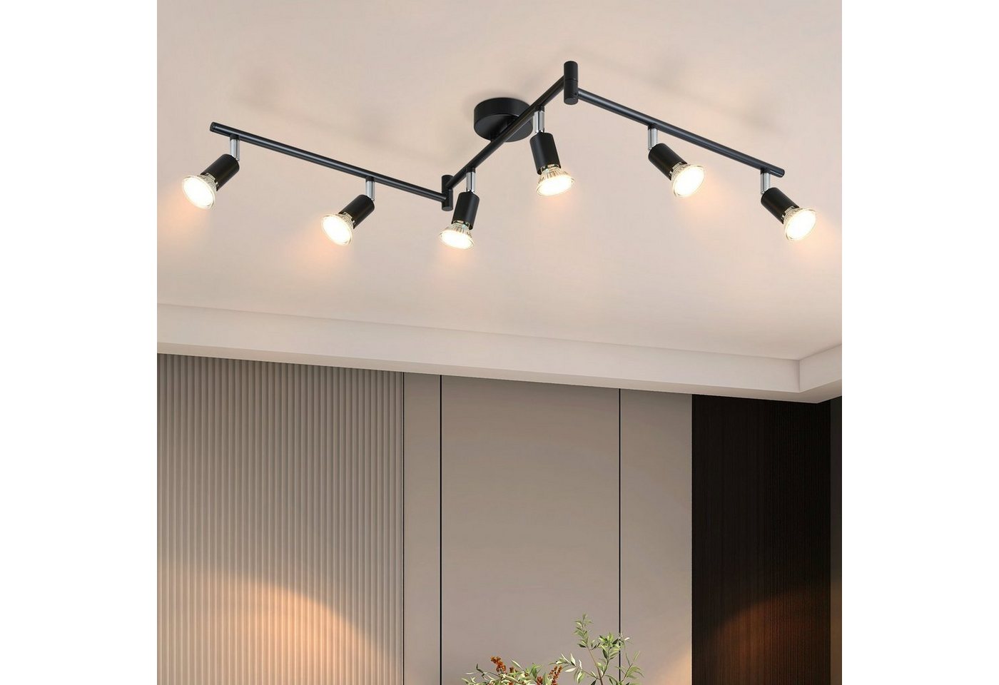 ZMH Deckenspots 6 Flammig - Deckenleuchte Modern Deckenstrahler GU10 Wohnzimmer, Einfasche Installtion, ohne Leuchtmittel, 350°Drehbar Spot Edelstahl Decke innen von ZMH