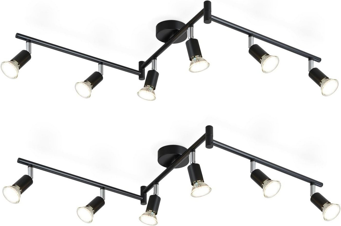 ZMH Deckenspots 6 Flammig - Deckenleuchte Modern Deckenstrahler GU10 Wohnzimmer, Einfasche Installtion, ohne Leuchtmittel, 350°Drehbar Spot Edelstahl Decke innen von ZMH