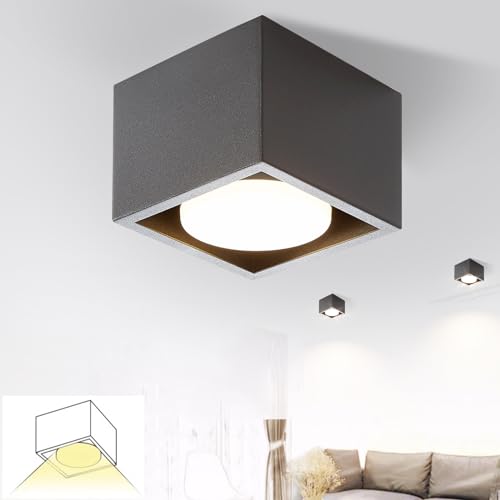 ZMH Deckenspots LED Schwarz Aufbauspot - Spots Deckenleuchte Aufputz inklusive LED Warmweiß GX53 5W Deckenstrahler Eckig Aufbaustrahler Schwenkbar für Küche Wohnzimmer Esszimmer Korridor Flur von ZMH