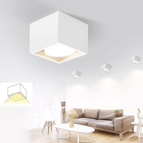 ZMH Deckenspots LED Weiß Aufbaustrahler - Spots Deckenleuchte Aufputz Warmweiß Deckenstrahler Eckig GX53 Spotleuchte 5W Flach Aufbauspot Schwenkbar für Küche Wohnzimmer Esszimmer Korridor Flur von ZMH