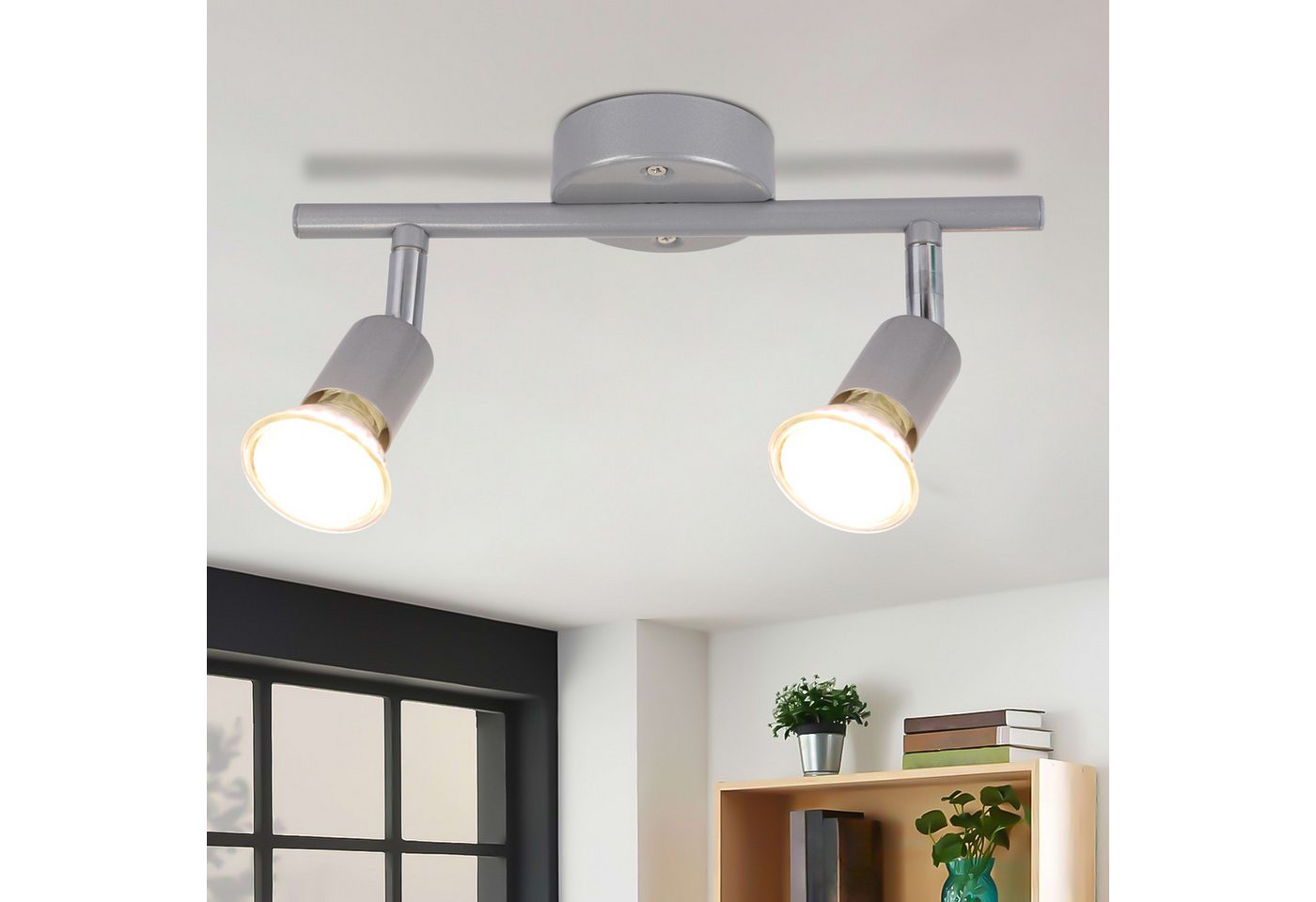 ZMH Deckenstrahler 1/2/3/4 Flammig GU10 Modern Deckenleuchte Flur Leuchtmittel Enthalten, Augenschutz, Einfache Installtion, LED wechselbar, Schwenbar 350° Industrial Schlafzimmerlampe von ZMH