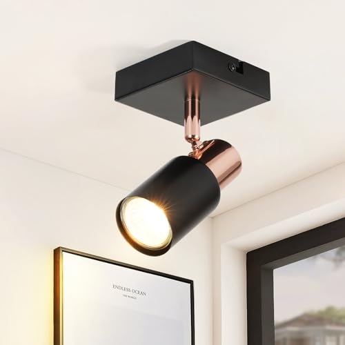 ZMH Deckenstrahler 1 Flammig Deckenspots GU10 - Küchenlampe Schwarz 350° Drehbar Wandstrahler Modern Flur Deckenlampe Strahler Spot Deckenleuchte für Wohnzimmer Schlafzimmer Küche(Ohne Leuchtmittel) von ZMH