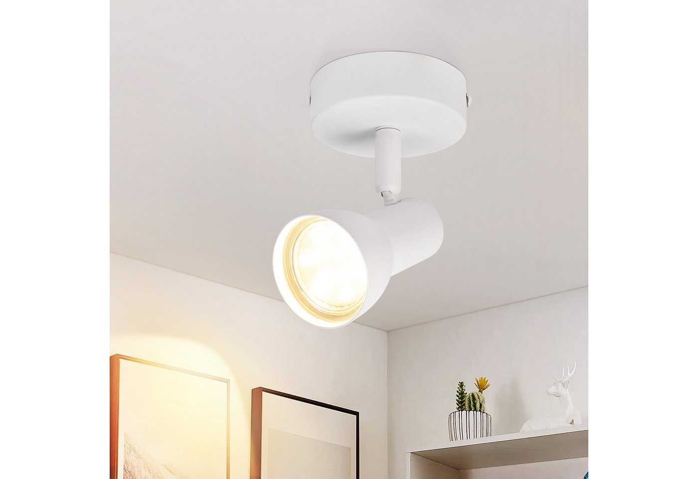 ZMH Deckenstrahler 1 Flammig Schwarz/Weiß Modern Deckenleuchte Innen GU10 Schlafzimmer, Einfache Installation, ohne Leuchtmittel, Metall 350°Schwenkbar Spots Wohnzimmer Küche von ZMH