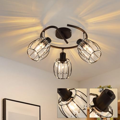 ZMH Deckenlampe Vintage Deckenleuchte 3 Flammig - Kristall Design Deckenstrahler Retro E14 350°Schwenkbar Rund Strahler für Flur Wohnzimmer Schlafzimmer Küche (Ohne Leuchtmittel) von ZMH