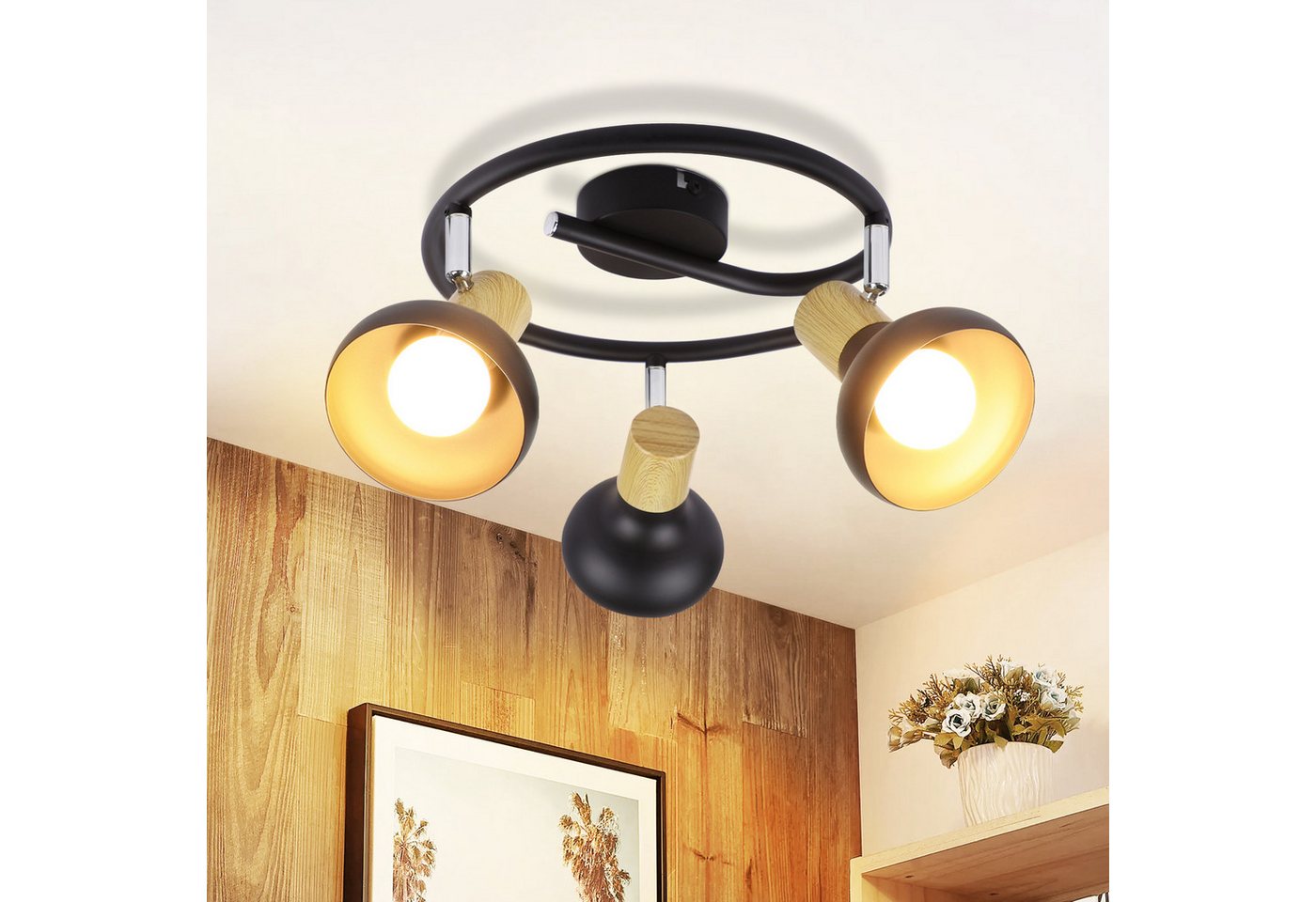 ZMH Deckenstrahler 3 Flammig E14 Deckenlampe Vintage 350°Schwenkbar für Flur Wohnzimmer, Hochwertige Design, ohne Leuchtmittel, Schwarz Vintage Deckenleuchte Innen Schlafzimmer ZMH Deckenstrahler 3 Flammig E14 Deckenlampe Vintage 350°Schwenkbar für Flur Wohnzimmer, Hochwertige Design, ohne Leuchtmittel, Schwarz Vintage Deckenleuchte Innen Schlafzimmer von ZMH