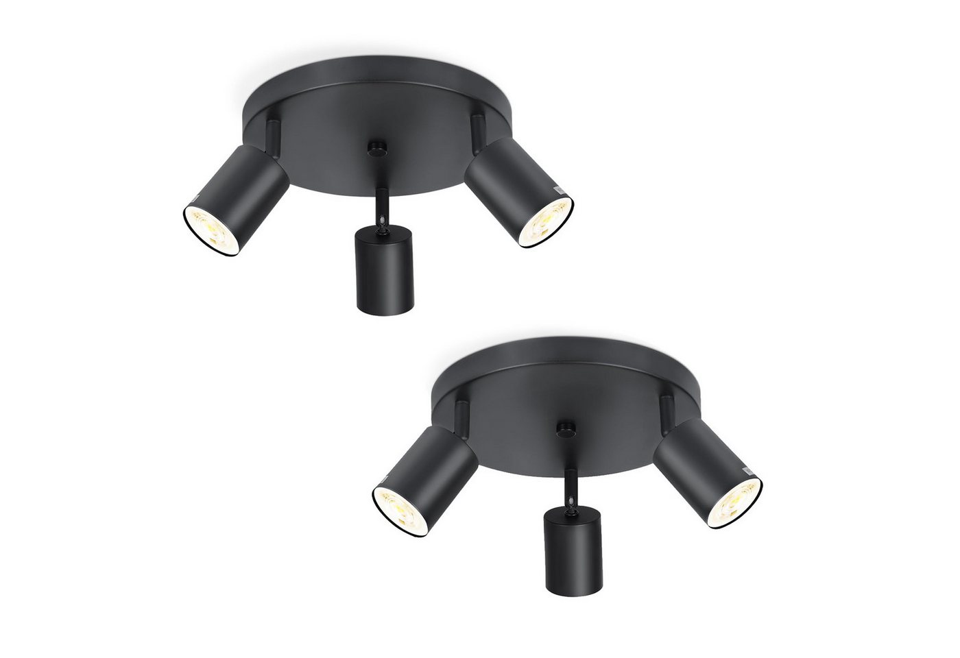 ZMH Deckenstrahler 3 Flammig Rund GU10 Schwenkbar 350° Spotleuchte für Schlafzimmer, Hochwertige Material, ohne Leuchtmittel, Vielfältige Verwendungsmöglichkeiten, Flexible Rotation, Weiß/Schwarz von ZMH