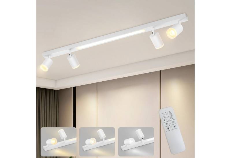 ZMH Deckenstrahler 4 Flammig Dimmbar mit Fernbedienung 38W Deckenlampe Modern Flur, Augenschutzfunktion, LED fest integriert, 3000-6500K, Schwenkbar 350° von ZMH