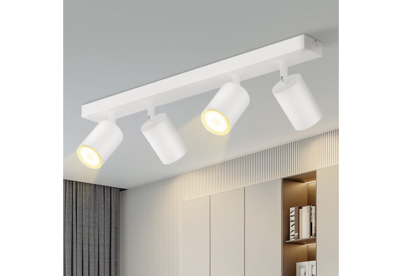 ZMH Deckenstrahler 4 Flammig GU10 Modern-Design Industrial drehbar für Wohnzimmer Flur, 330°Schwenkbar, ohne Leuchtmittel, Hochwertiges Metall, für Schlafzimmer Küche von ZMH